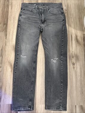Levi’s Men's Distressed Grey Straight-Leg Black/Dark Grey Jeans sz 34x32